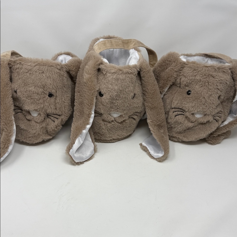 Easter Bunny Baskets - 3  Tan Bunny Plush Bags 8 inches tall. Holiday Item